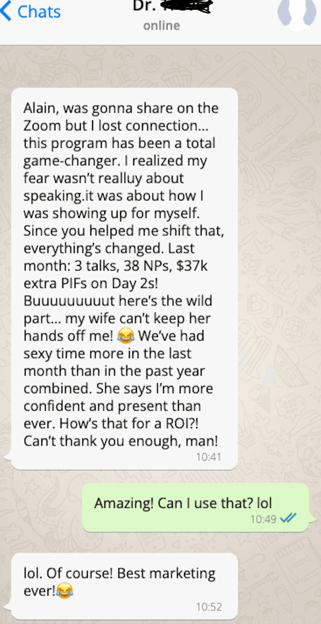 Client testimonial screenshot