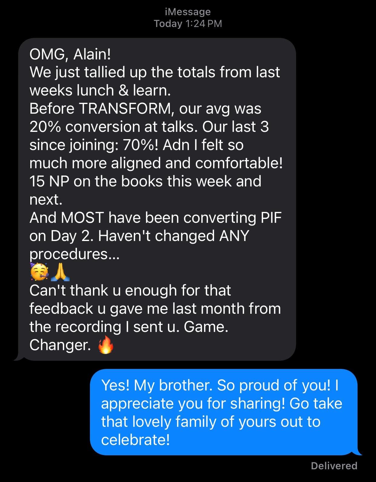 Client testimonial screenshot